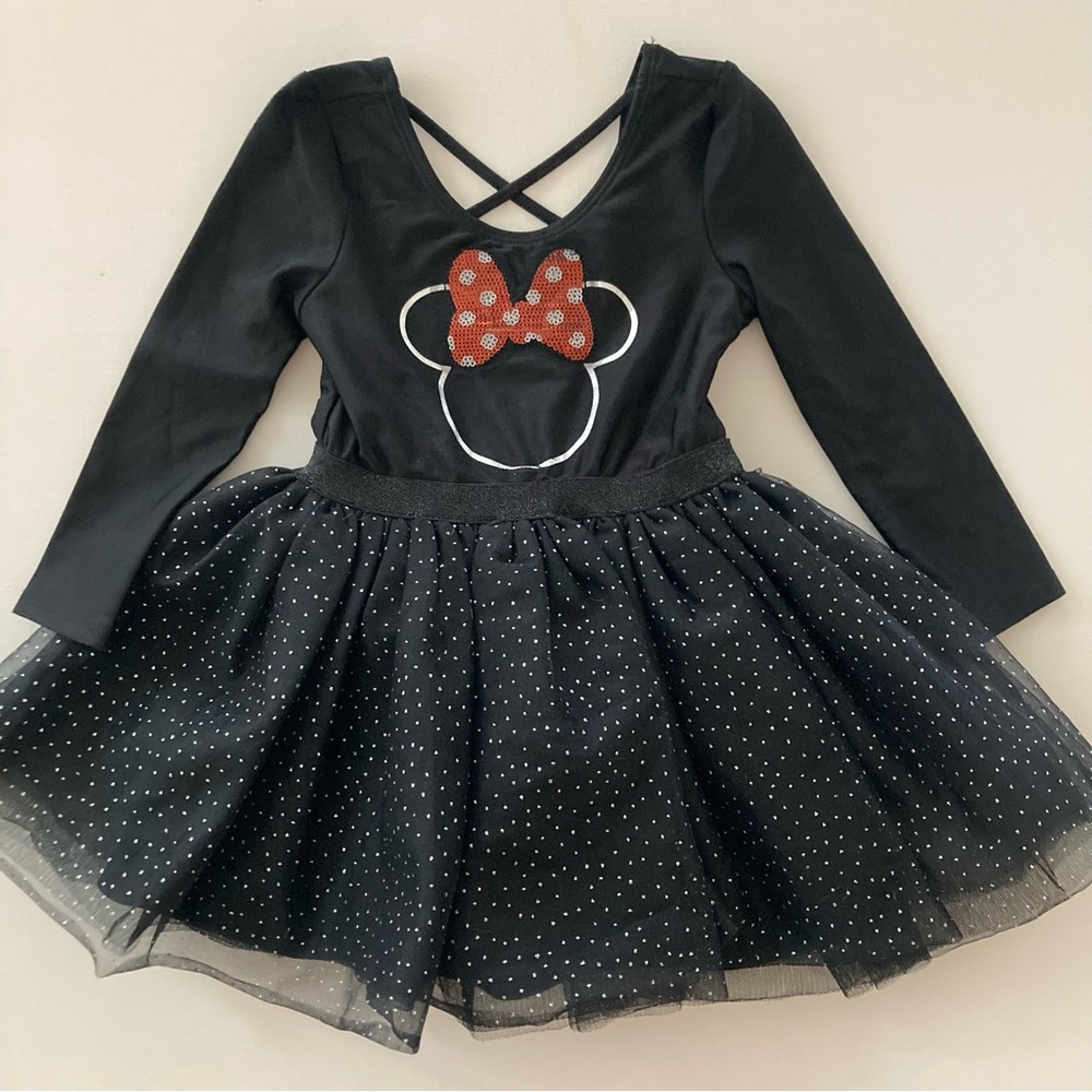 Disney 2T Minnie Mouse Black Bodysuit Tutu Dress Sparkle Costume Halloween